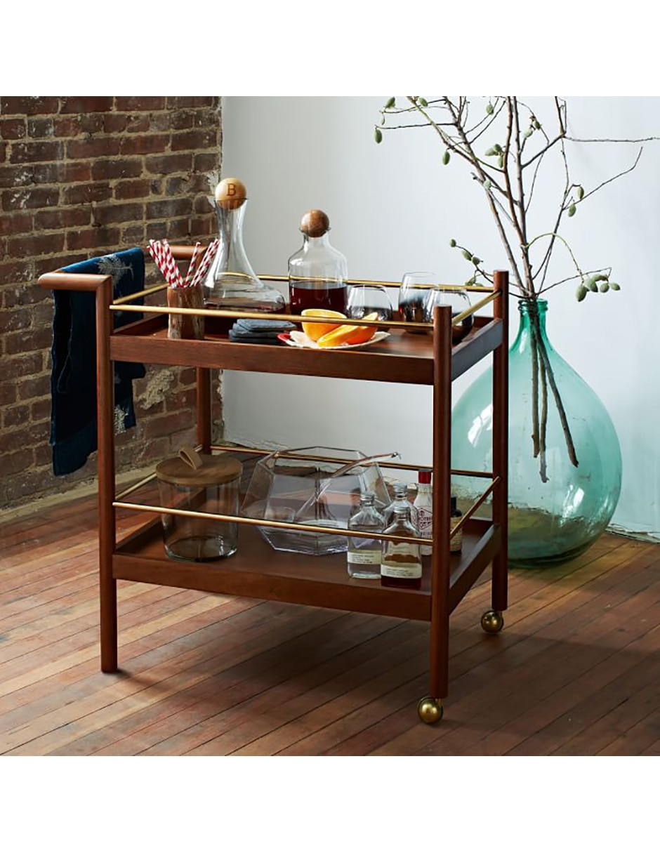 Carro de bar cocina Mid Century madera