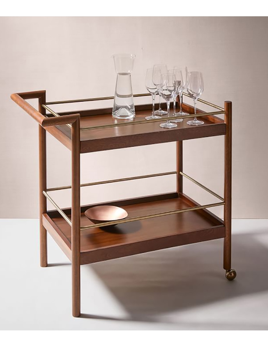 Carro de bar cocina Mid Century madera