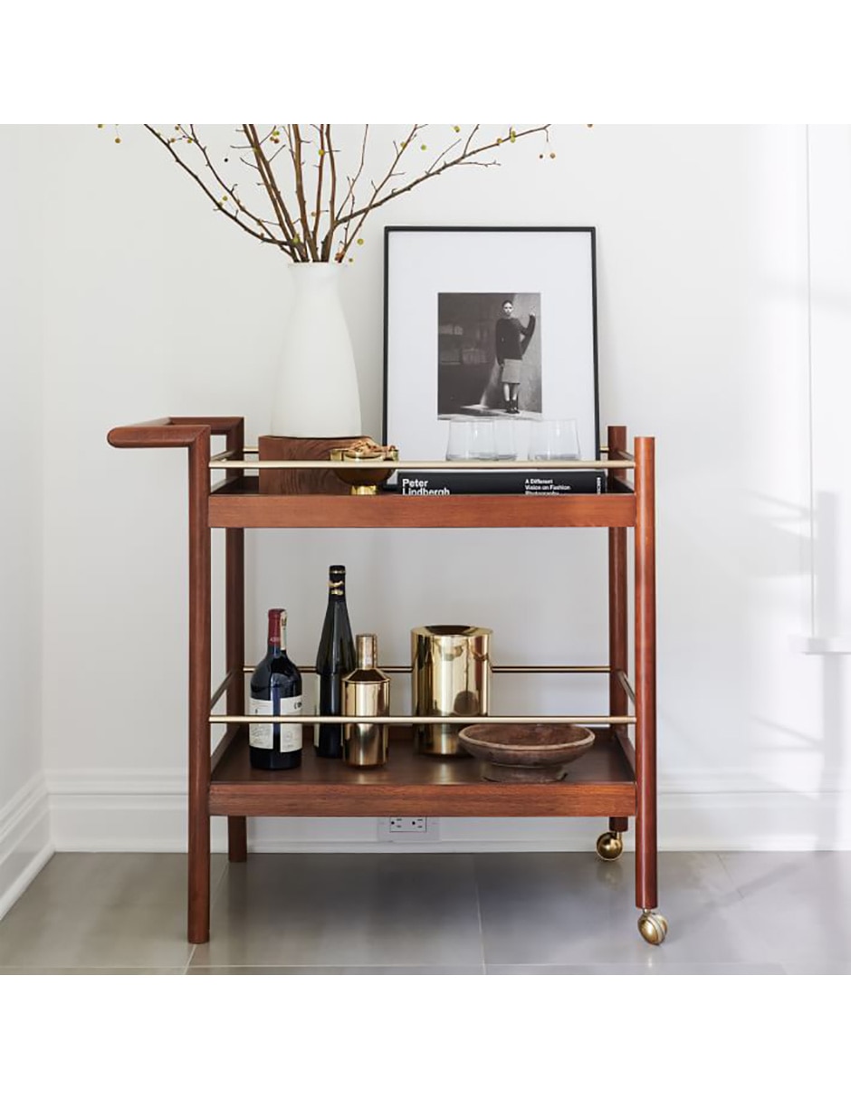 Carro de bar cocina Mid Century madera