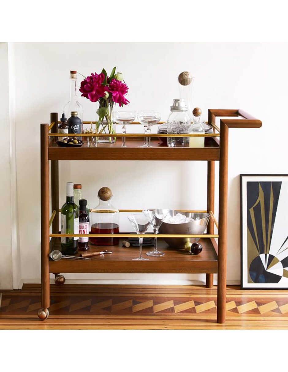 Carro de bar cocina Mid Century madera