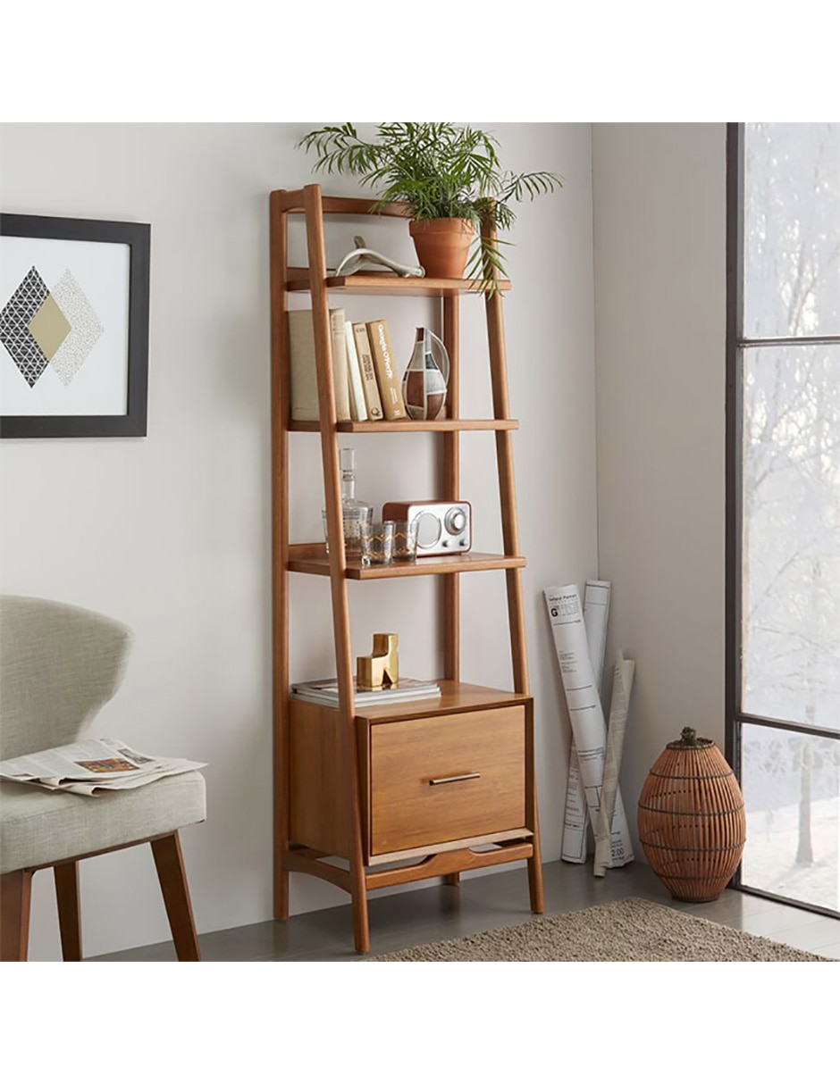 Librero armable Mid Century de madera 6