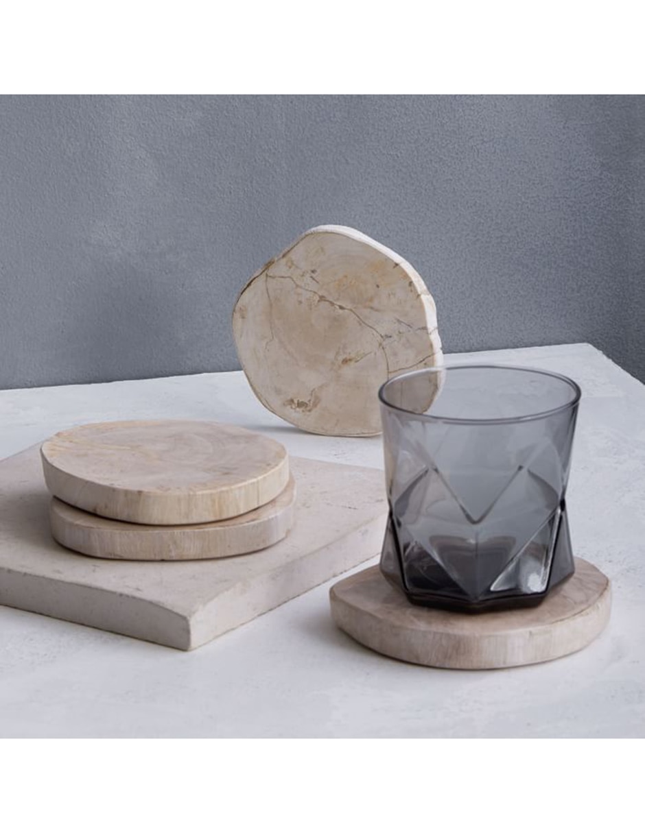 Set de portavasos Petrified de madera 4 piezas