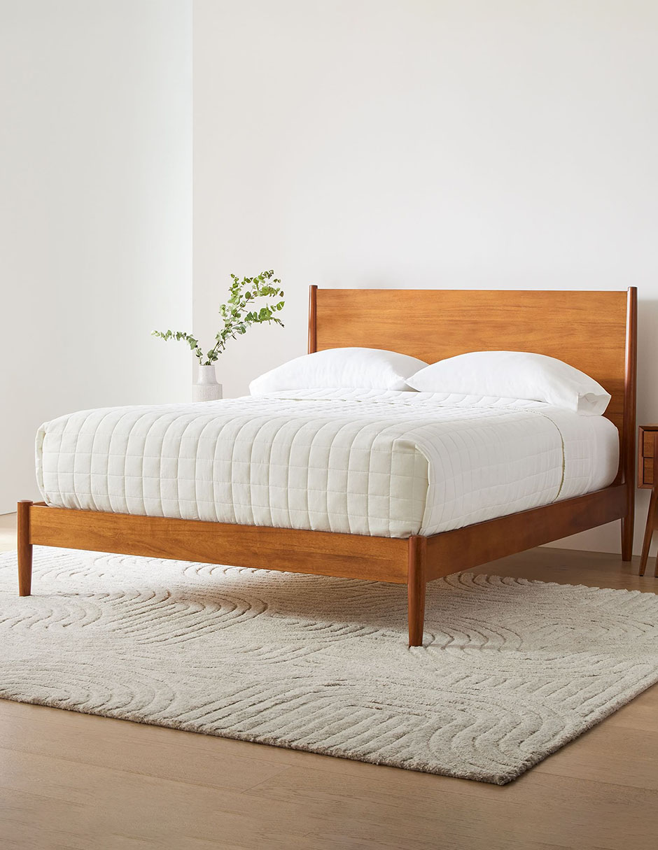 Cama mid century de madera queen size Cama mid century de madera queen size