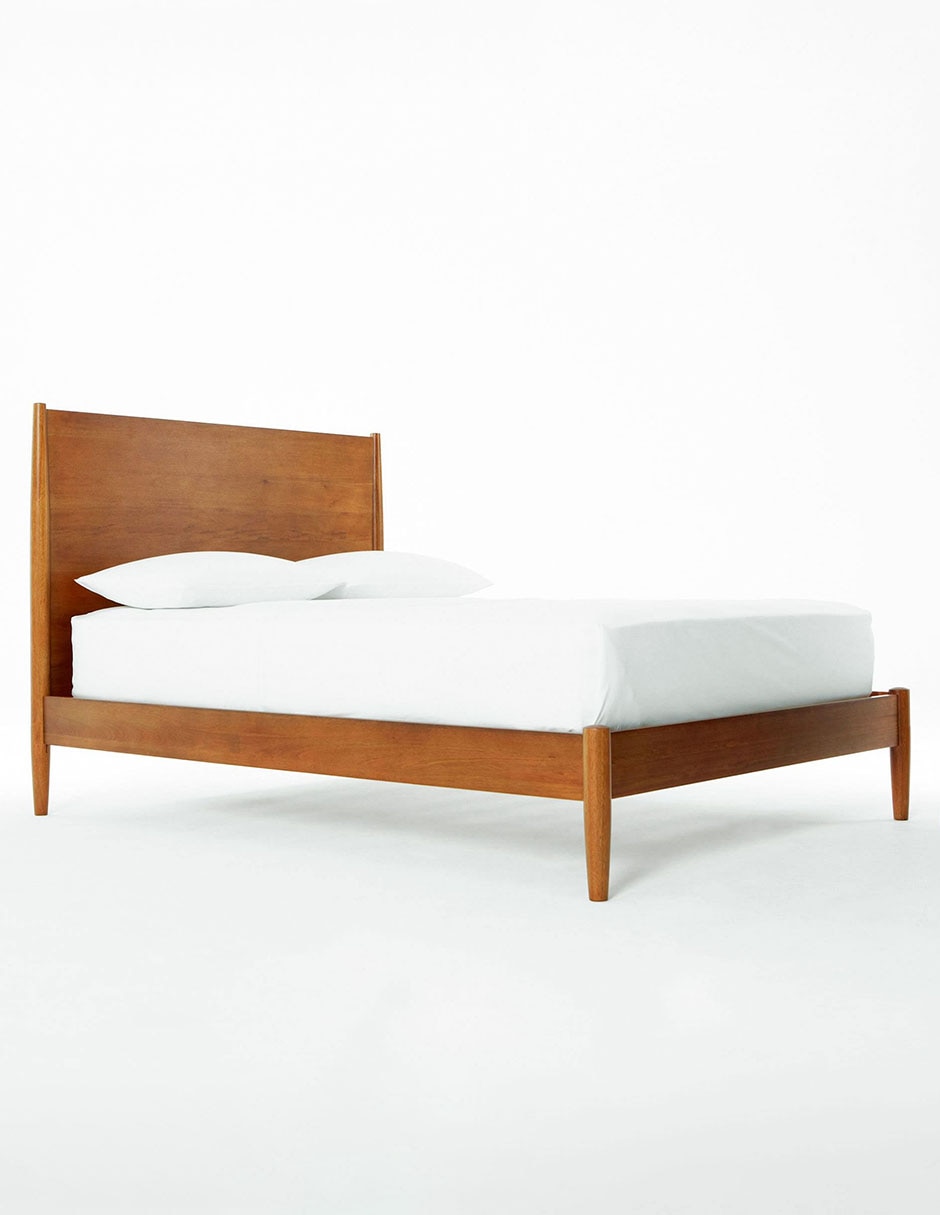 Cama mid century de madera queen size