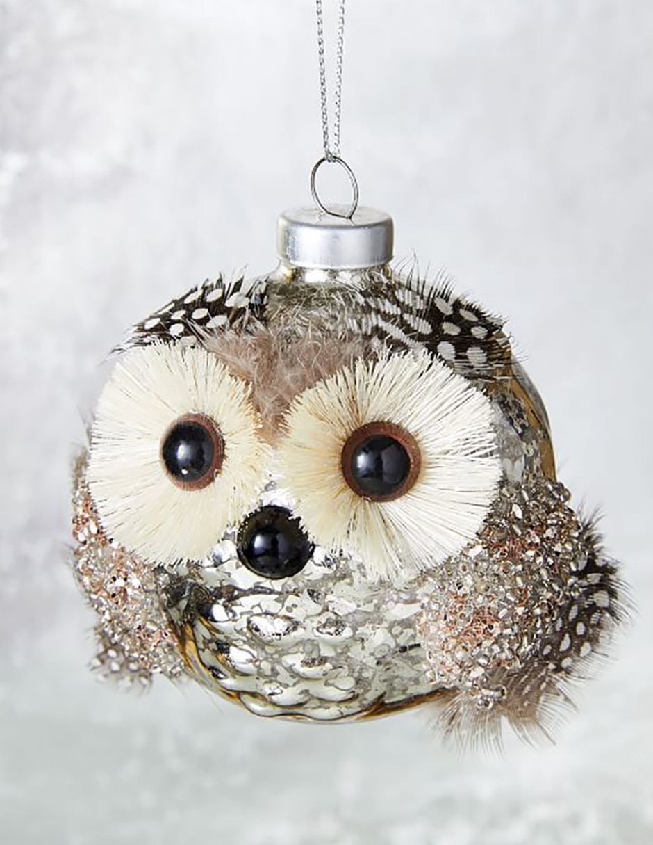 Esfera navideña Owl Glass Búho con 1 pieza Esfera navideña Owl Glass Búho con 1 pieza