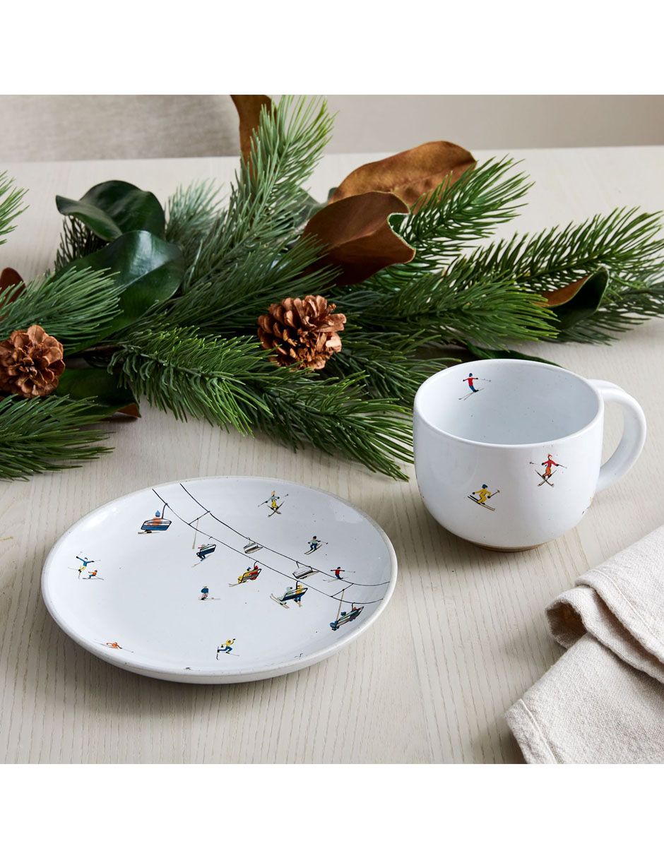 Plato ensalada Wonderland Holiday Skiers de loza 3