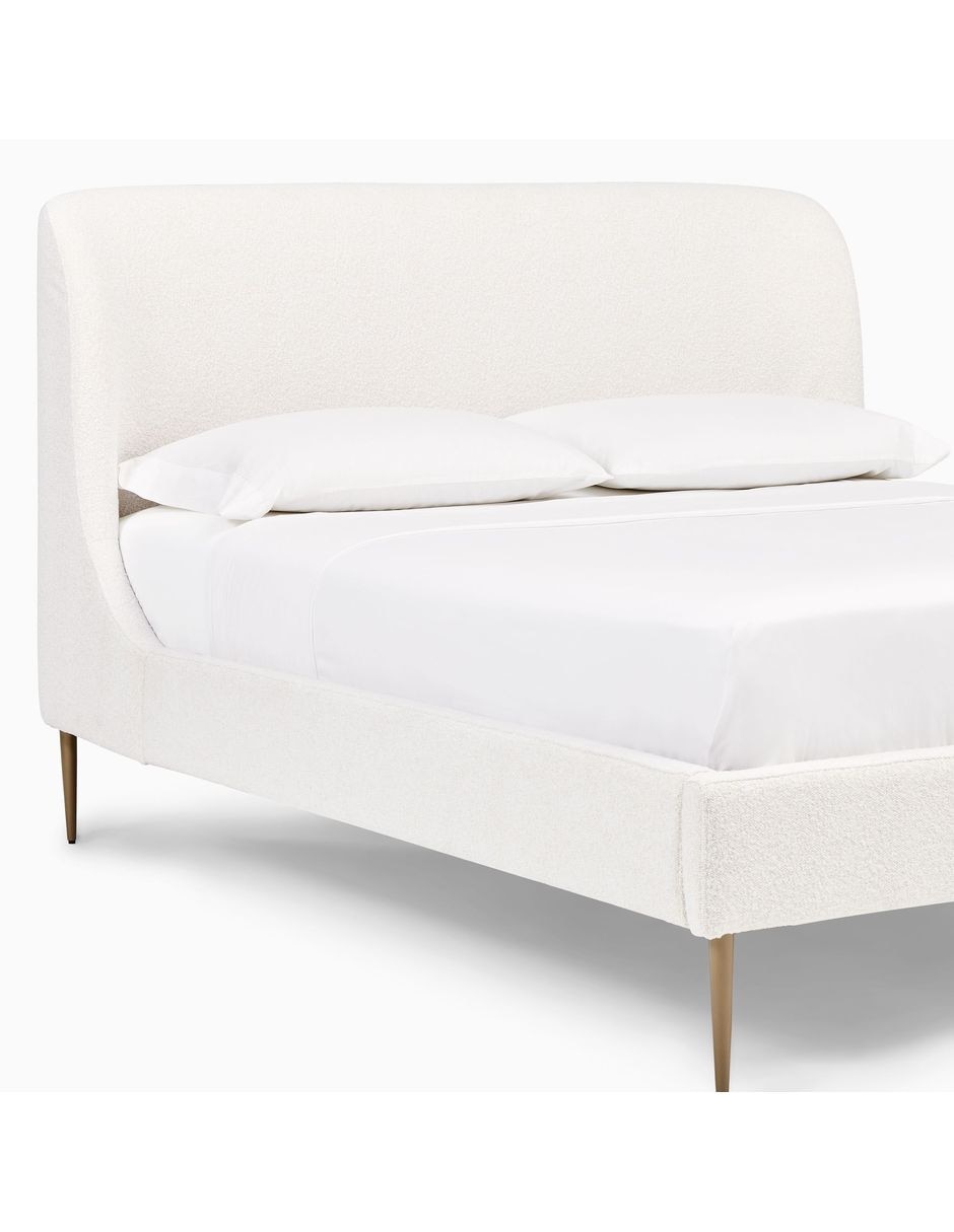 Cama lana upholstered de madera queen size