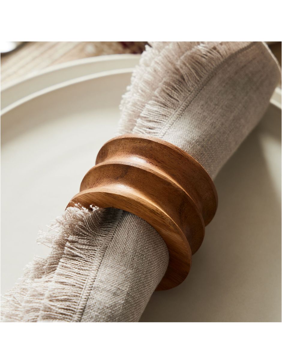 Set aro servilleta Grooved Wood 2