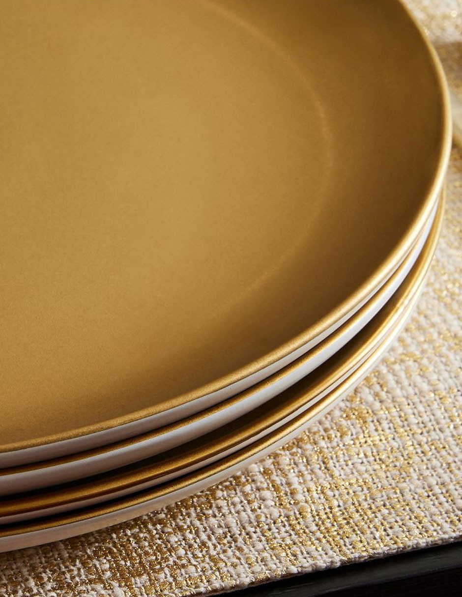 Plato trinche Pure Metallic Dinnerware Collect de gres 2