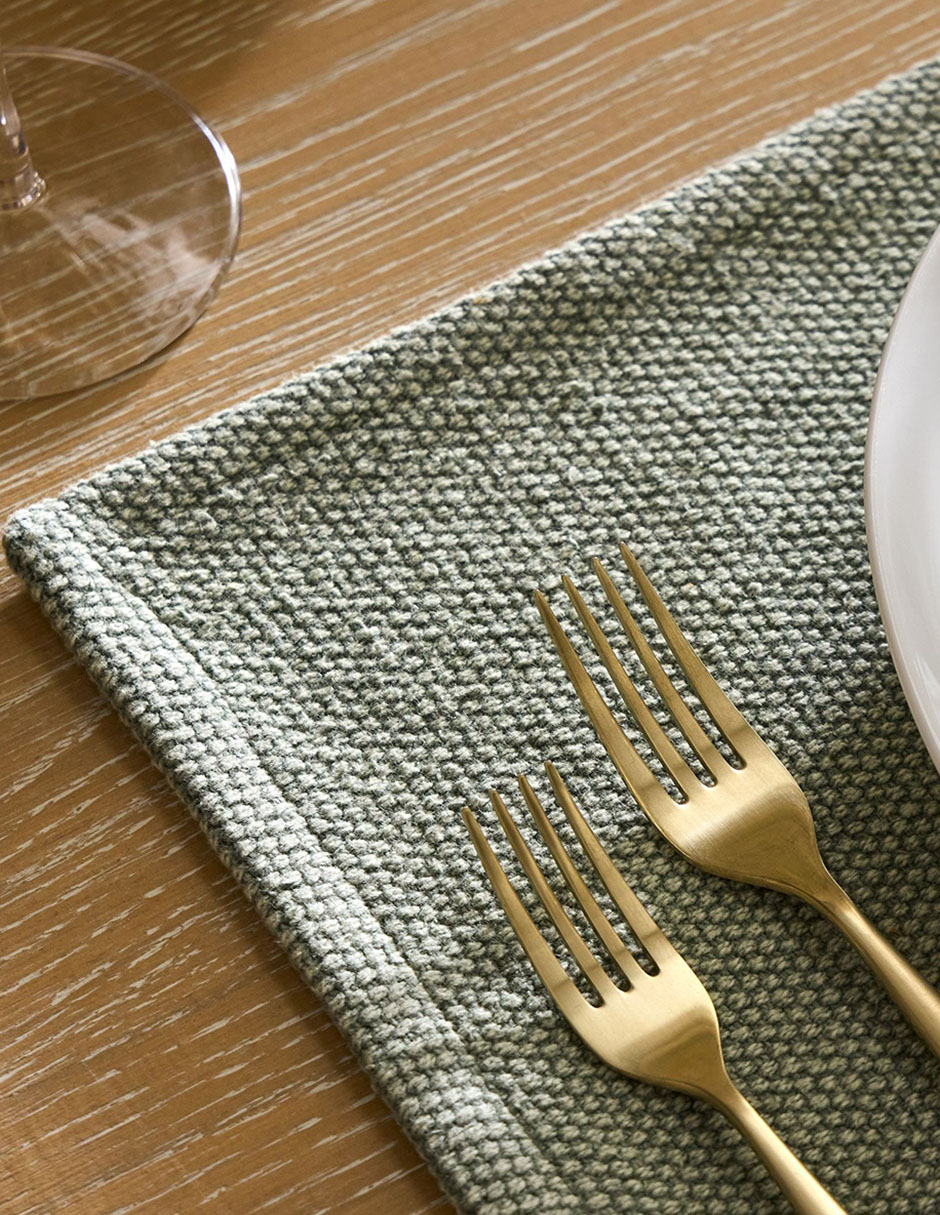 Set mantel rectangular de algodón Textured Canvas