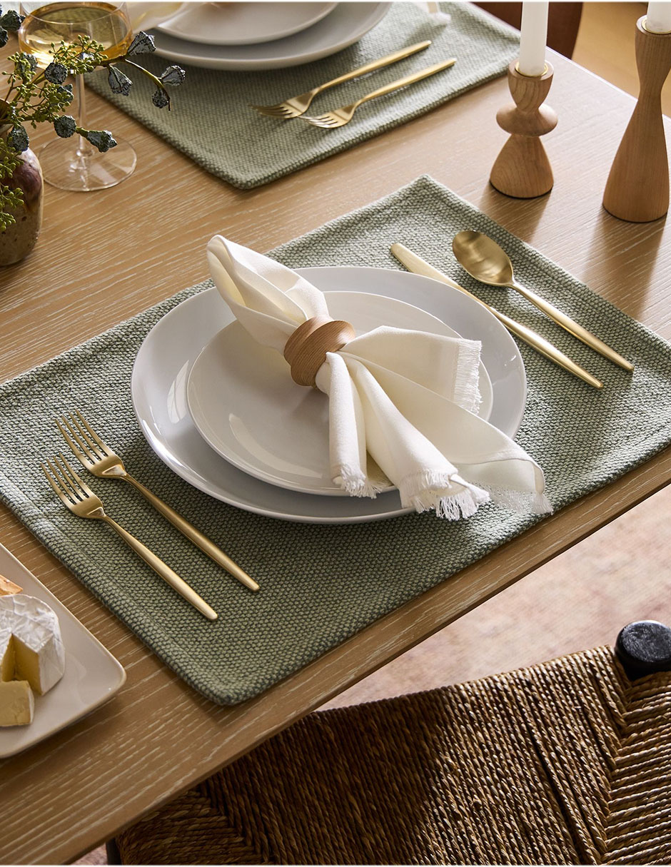 Set mantel rectangular de algodón Textured Canvas