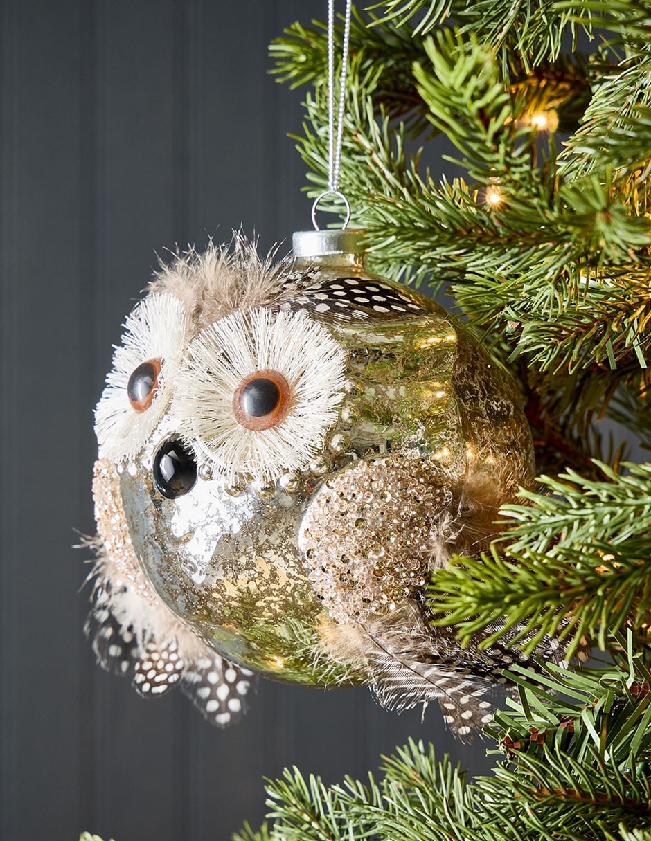 Ornamento navideño de búho Glass Ornamento navideño de búho Glass