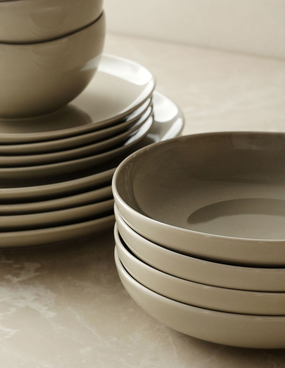 Set platos trinche Organic de porcelana 4 piezas