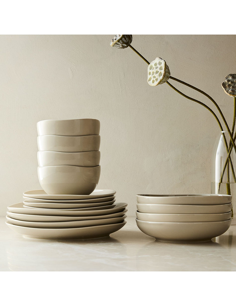 Set platos trinche Organic de porcelana 4 piezas