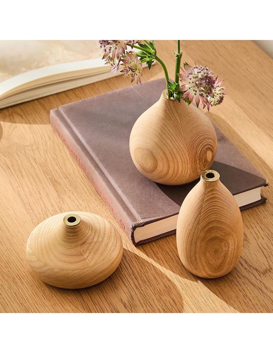 Set florero Warren de madera fresno