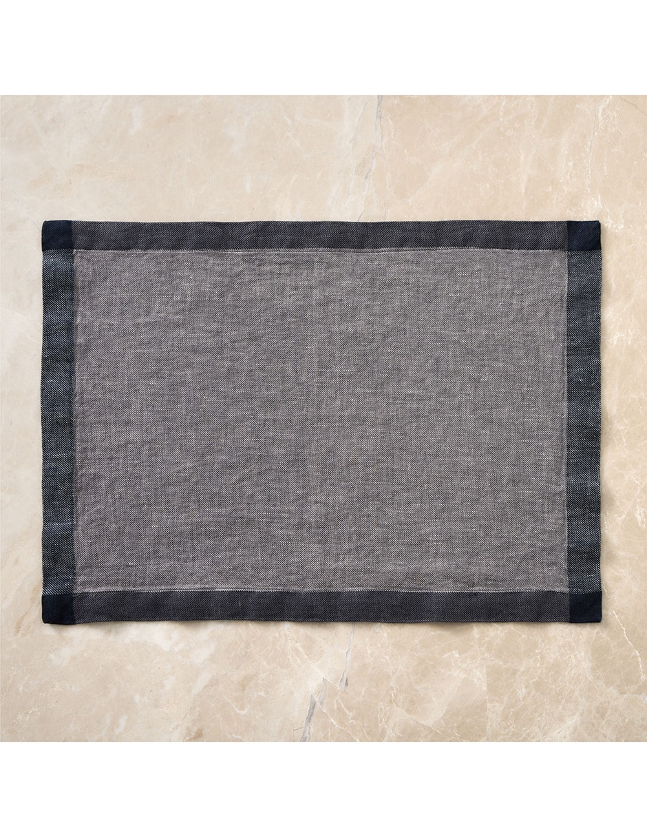Set mantel individual de lino Contrast Border