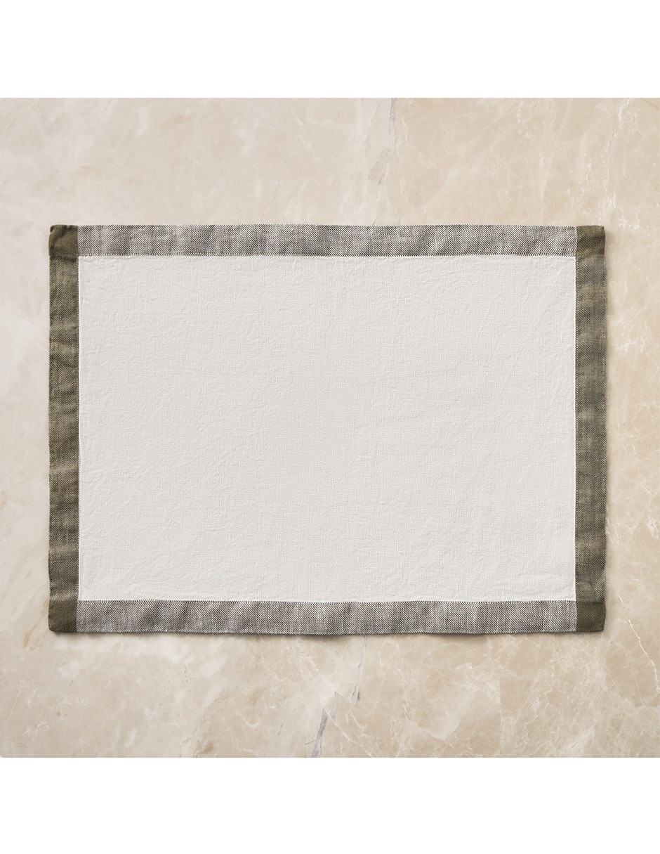 Set mantel individual de lino Contrast Border