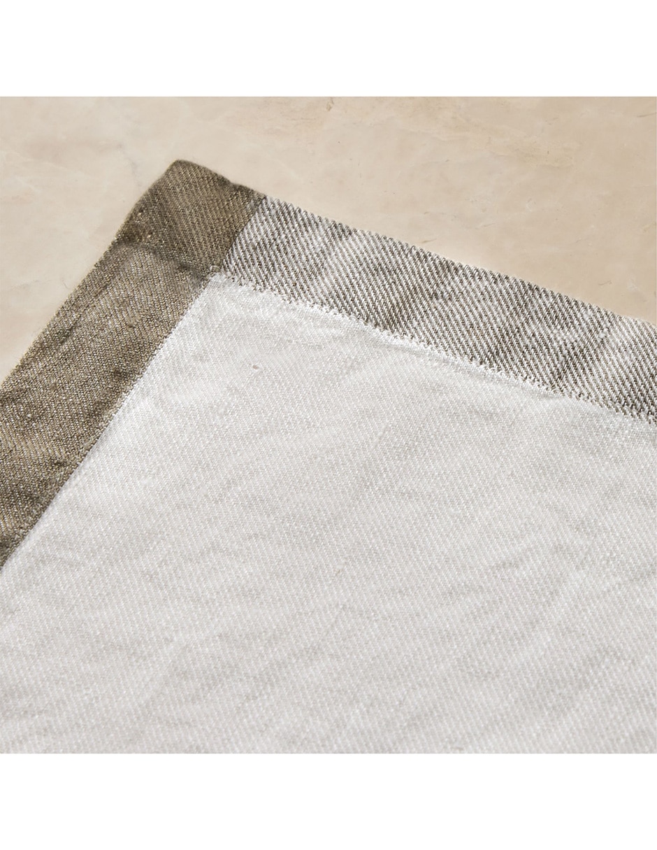 Set mantel individual de lino Contrast Border