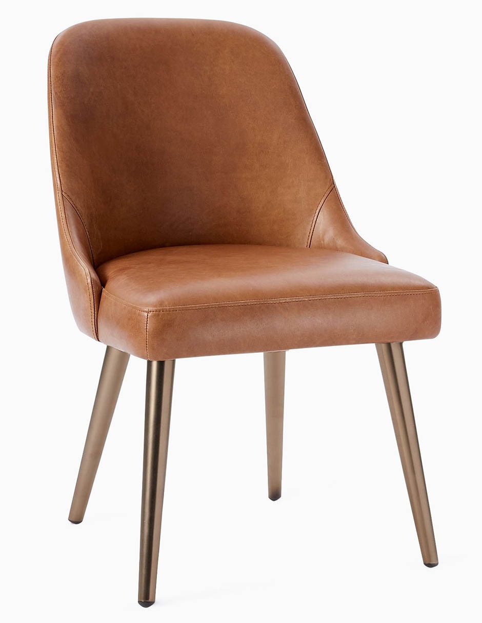 Silla sin brazos Mid-Century de piel