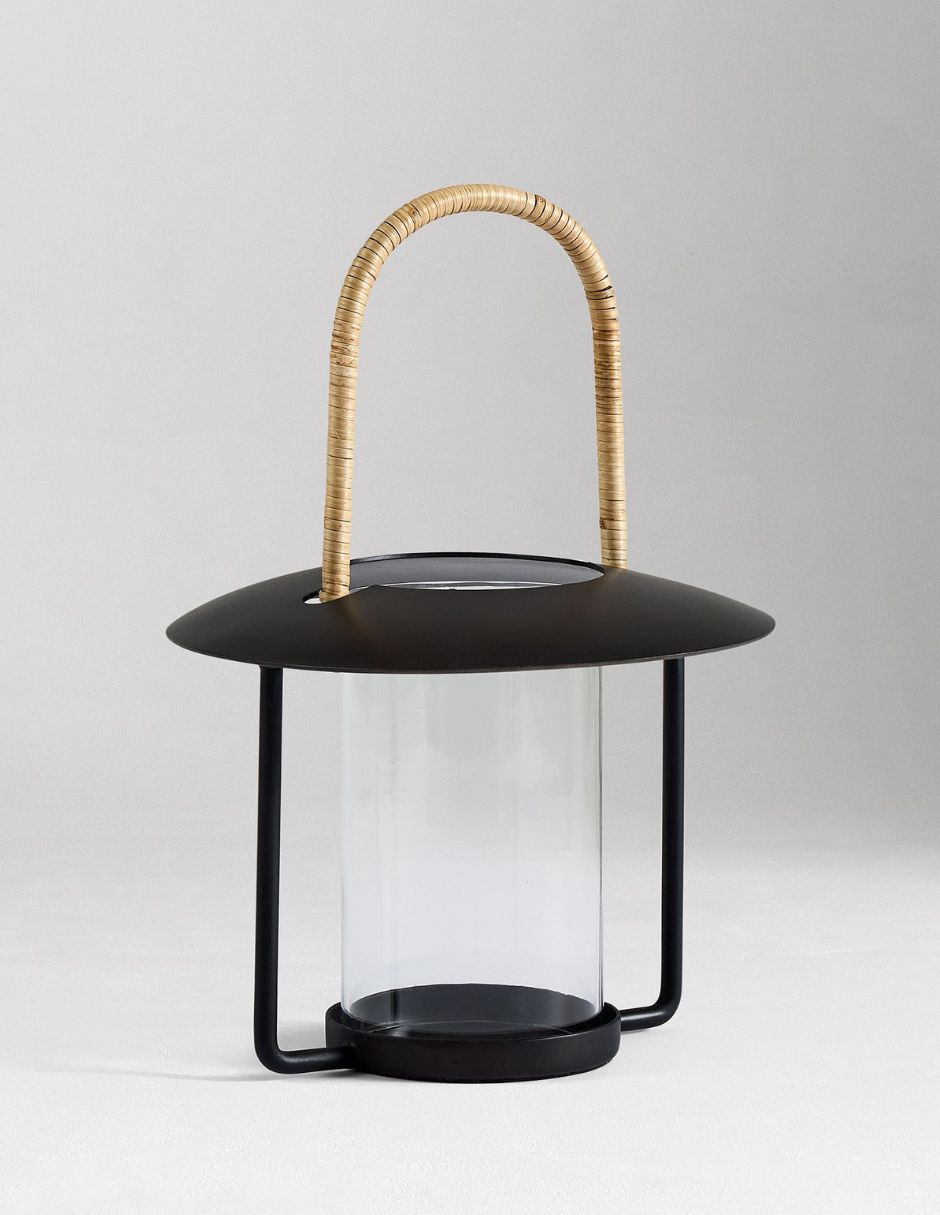 PORTAVELA METAL AND RATTAN
