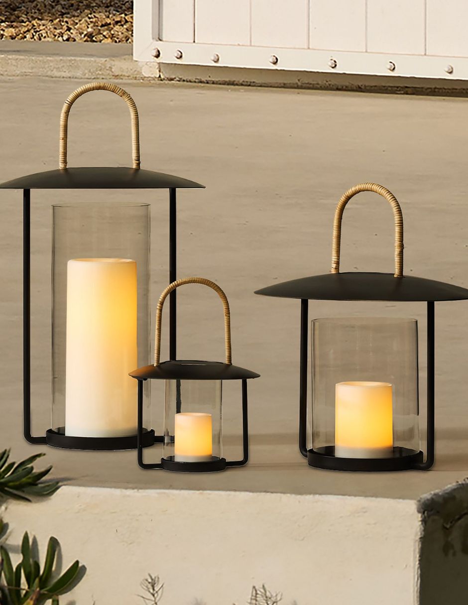 PORTAVELA METAL AND RATTAN