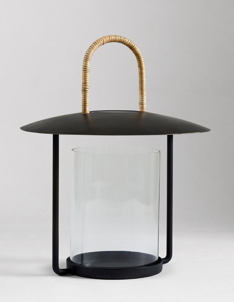PORTAVELA METAL AND RATTAN