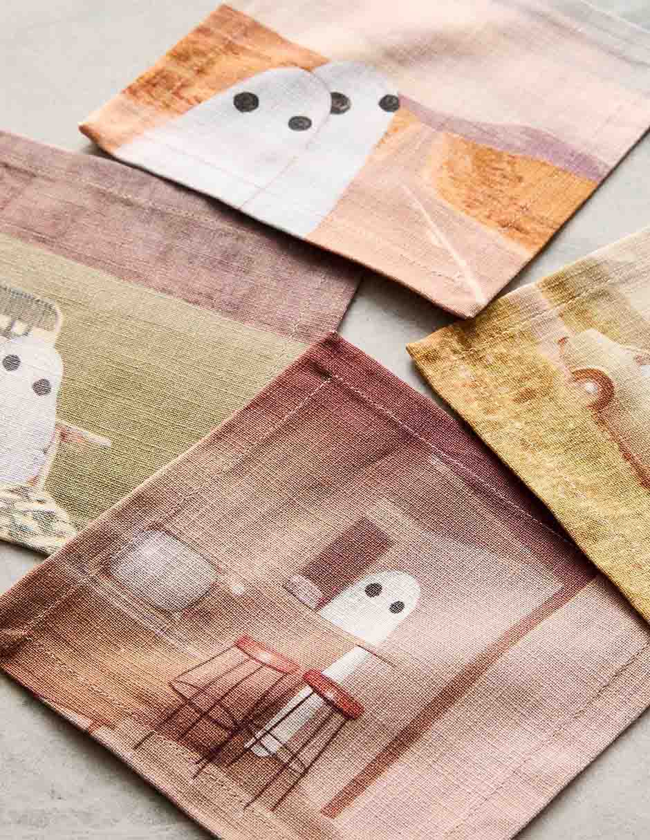 Set servilleta Angela Deane Ghosts de algodón 4 piezas 5